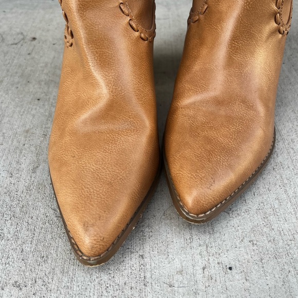 Billini Tan Heeled Boots with Braided Trim - Picture 7 of 14